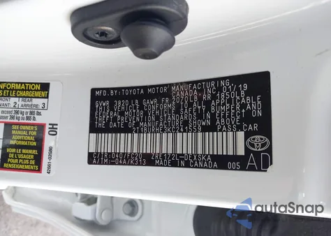 2019 Toyota Corolla Se from USA, damaged, VIN 2T1BURHE3KC241559